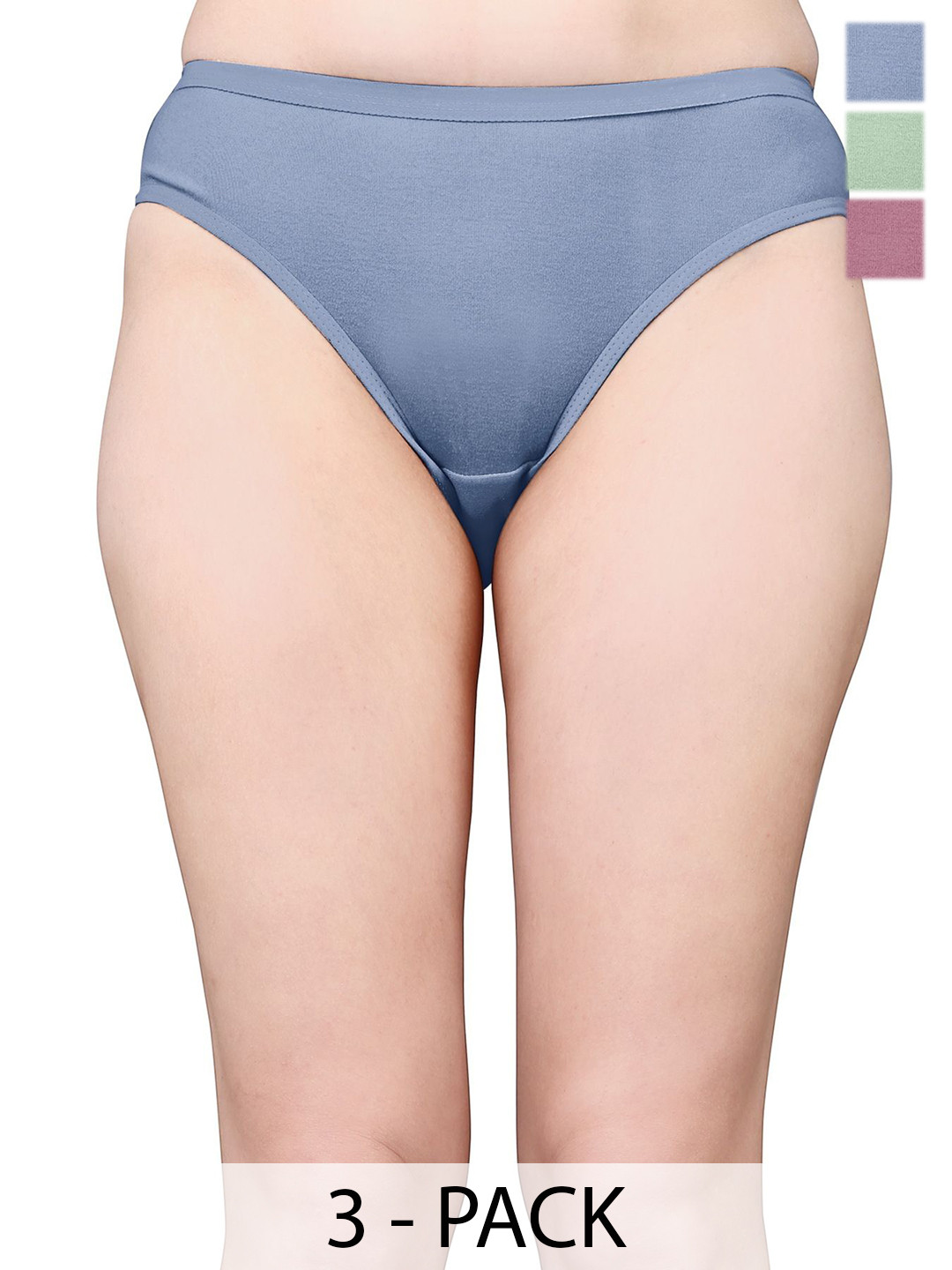 Exotica Lingerie Pack Of 3 Cotton Bikini Briefs EX ELLY-PACK OF 3-L.MAROON MINT SKYBLUE-M