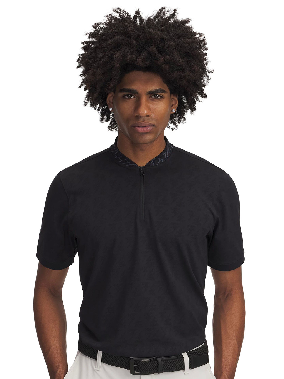 UNDER ARMOUR Jacquard Slim-Fit Polo Collar Curry Zip T-Shirt