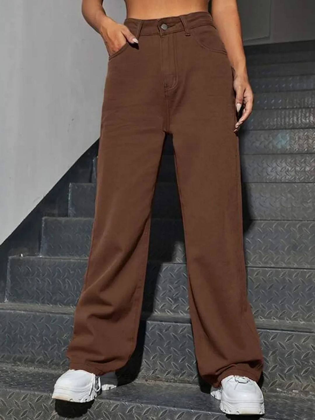 Z & G trends Women Wide Leg High-Rise Slash Knee Jeans