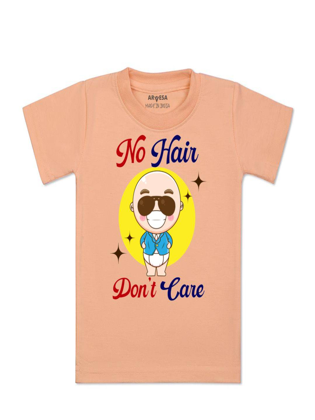 Arvesa Kids No Hair Don't Care Printed Tshirt