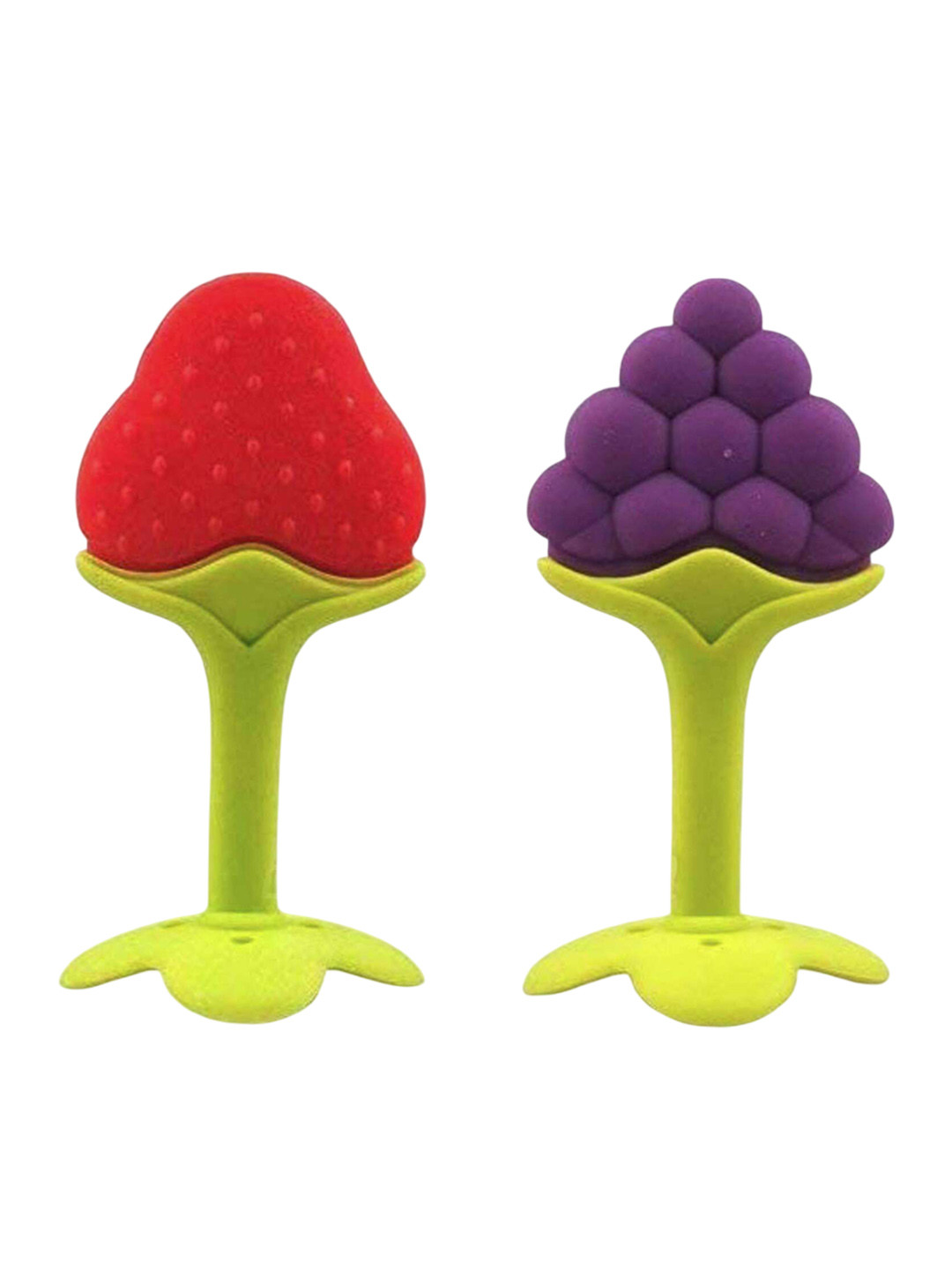 NeonateCare 2-Pcs Red & Purple Grapes & Strawberry Shape Teether