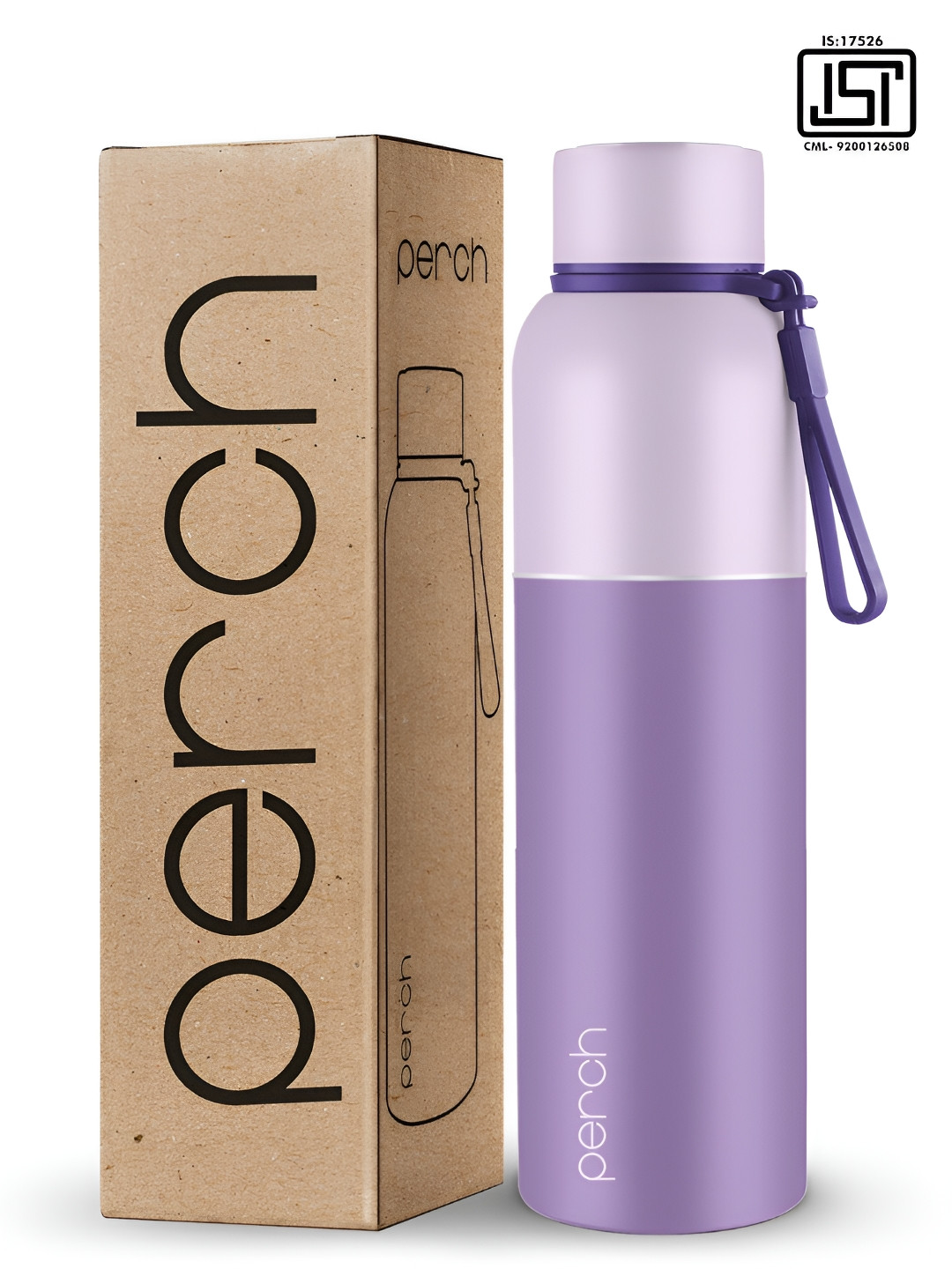 PERCH Lavender & Purple Colourblocked Stainless Steel Water Bottle-1L