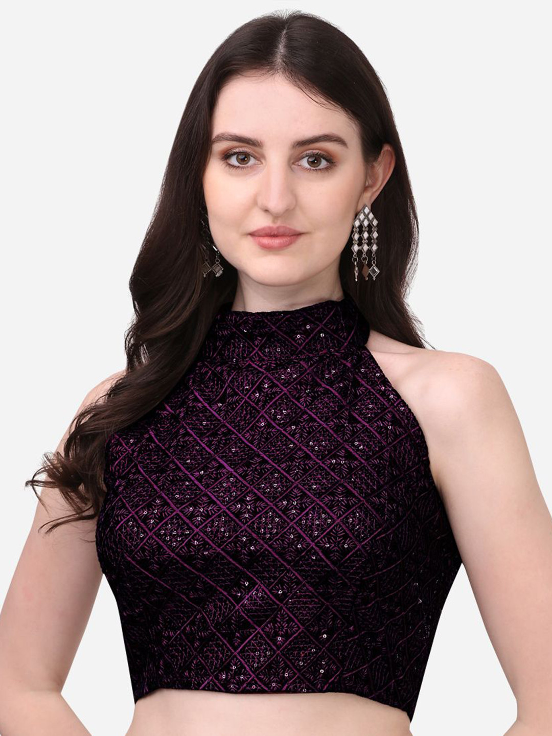 HERE&NOW Chickenkari Sequins Saree Blouse