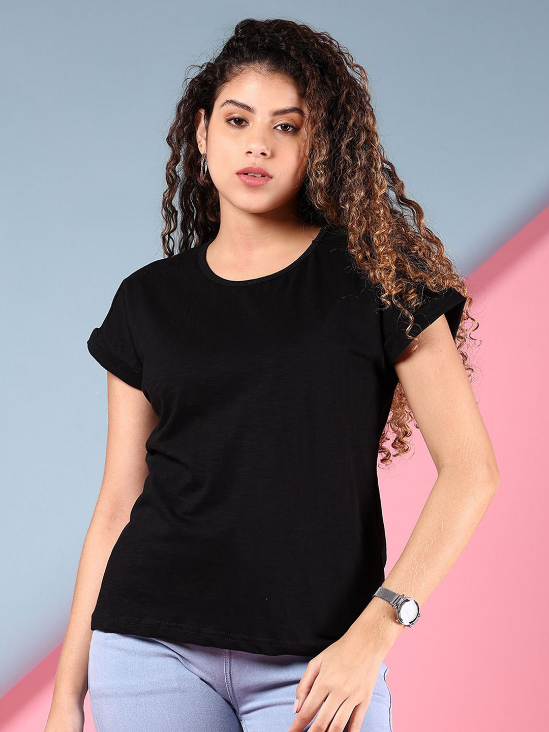 LIMEROAD Women Printed Extended Sleeves Applique T-shirt