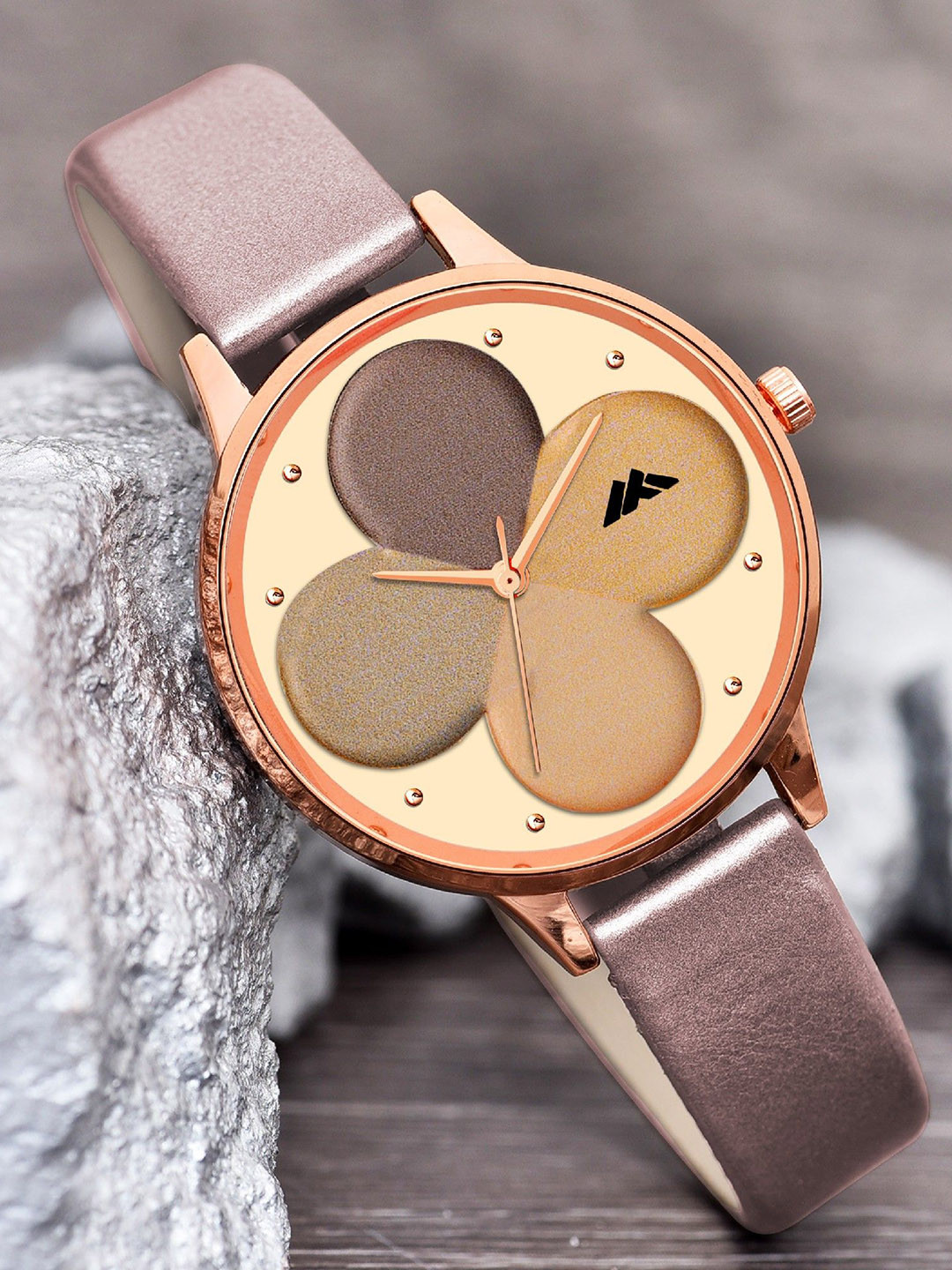 DOUBLERUN Women Dial & Leather Bracelet Straps Analogue Multi Function Watch H05NMT-557