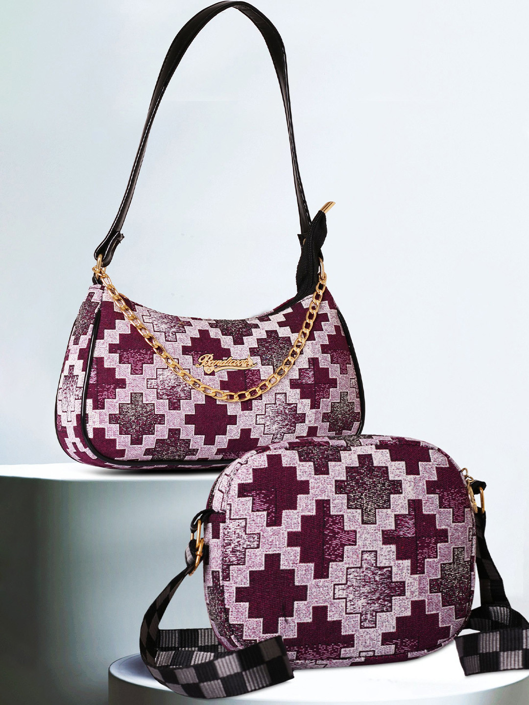 BANDICOOT Set OF 2 Structured Sling Bag with Cut Work