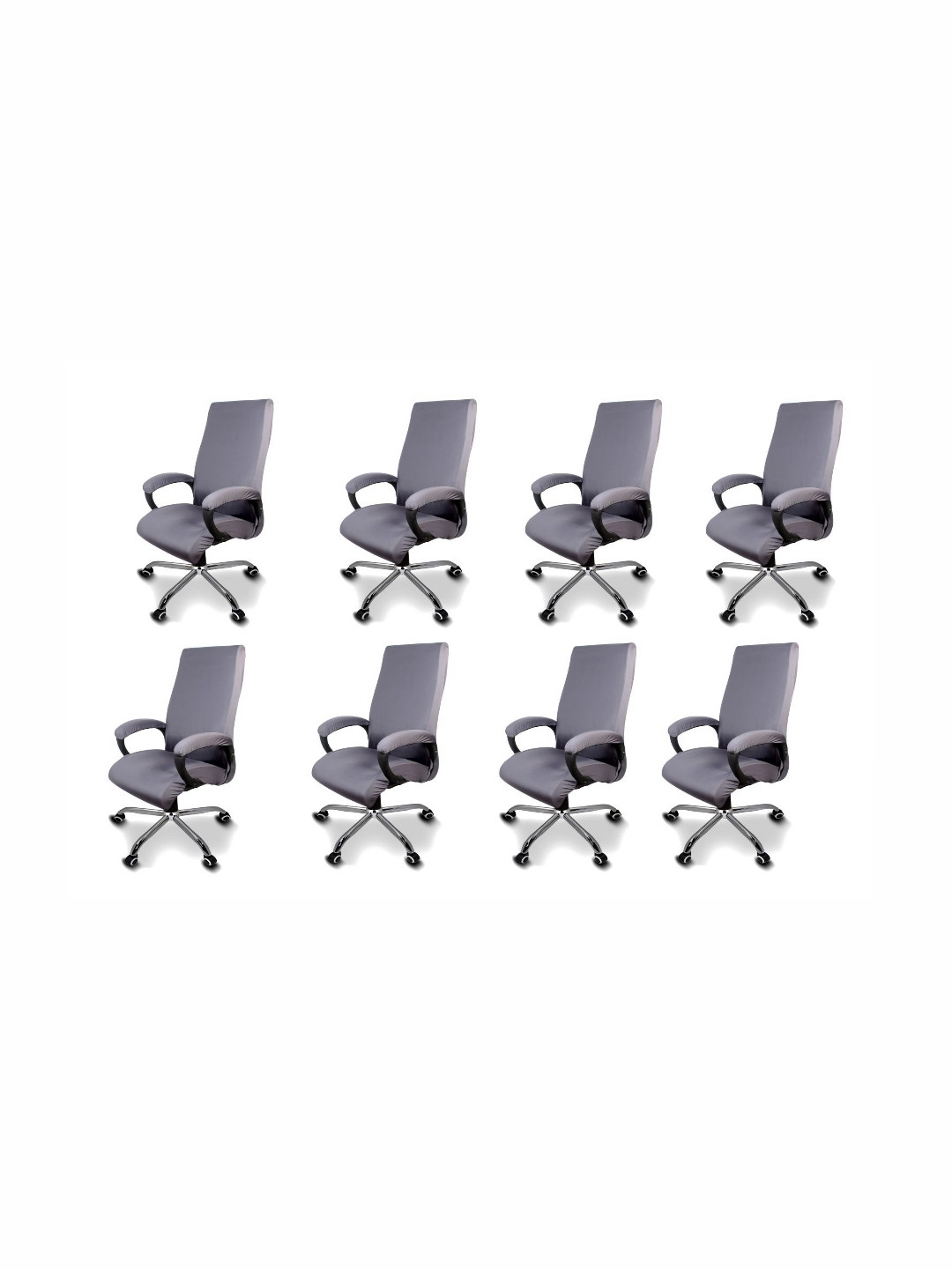 The Furnishing Tree Set Of 8 Grey Elastic Boss Chair Covers