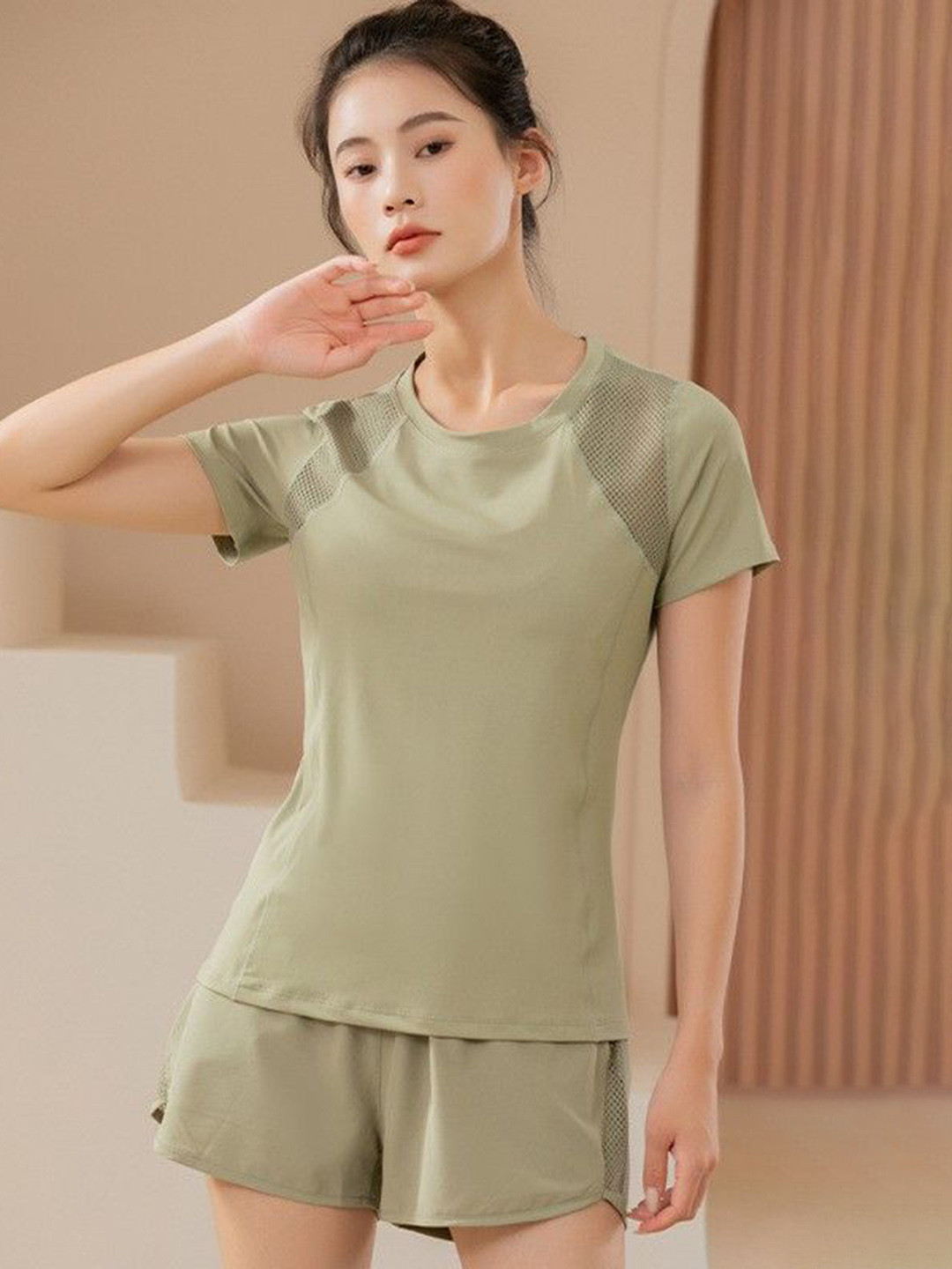 HRX by Hrithik Roshan Round Neck T-Shirt With Inner & Shorts Co-Ord Set