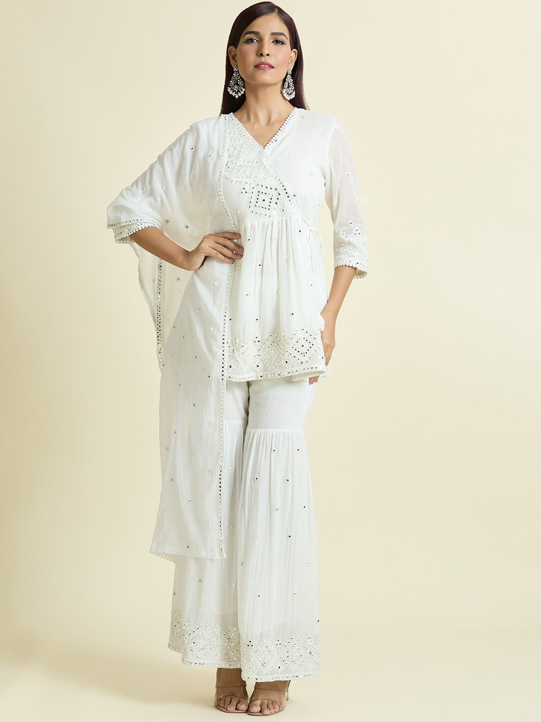 Samyukta Singhania Women Ethnic Motifs Embroidered Regular Pure Cotton Kurti Set