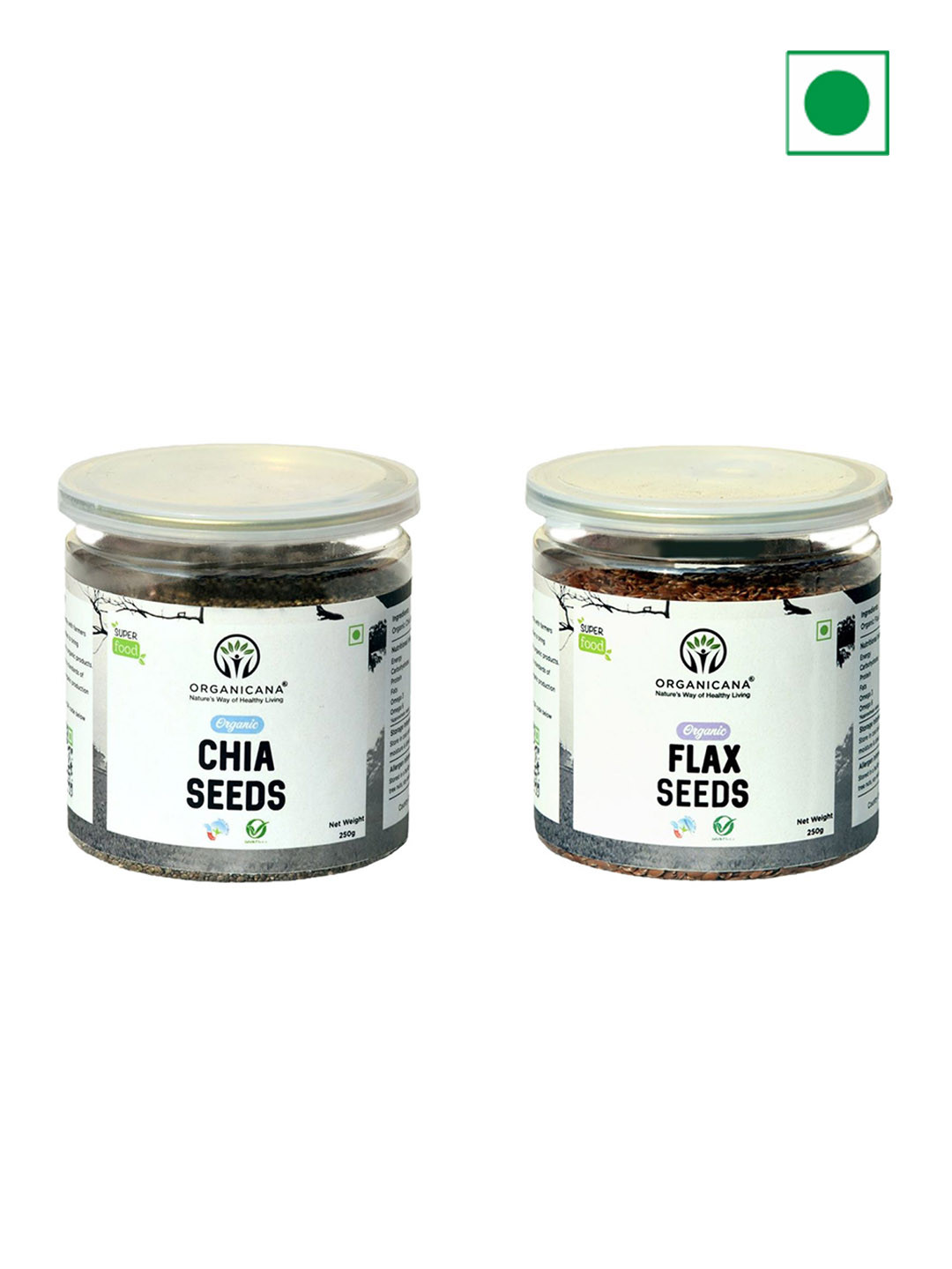 Organicana Set Of 2 Chia Seeds & Flax Seed - 250 g Each