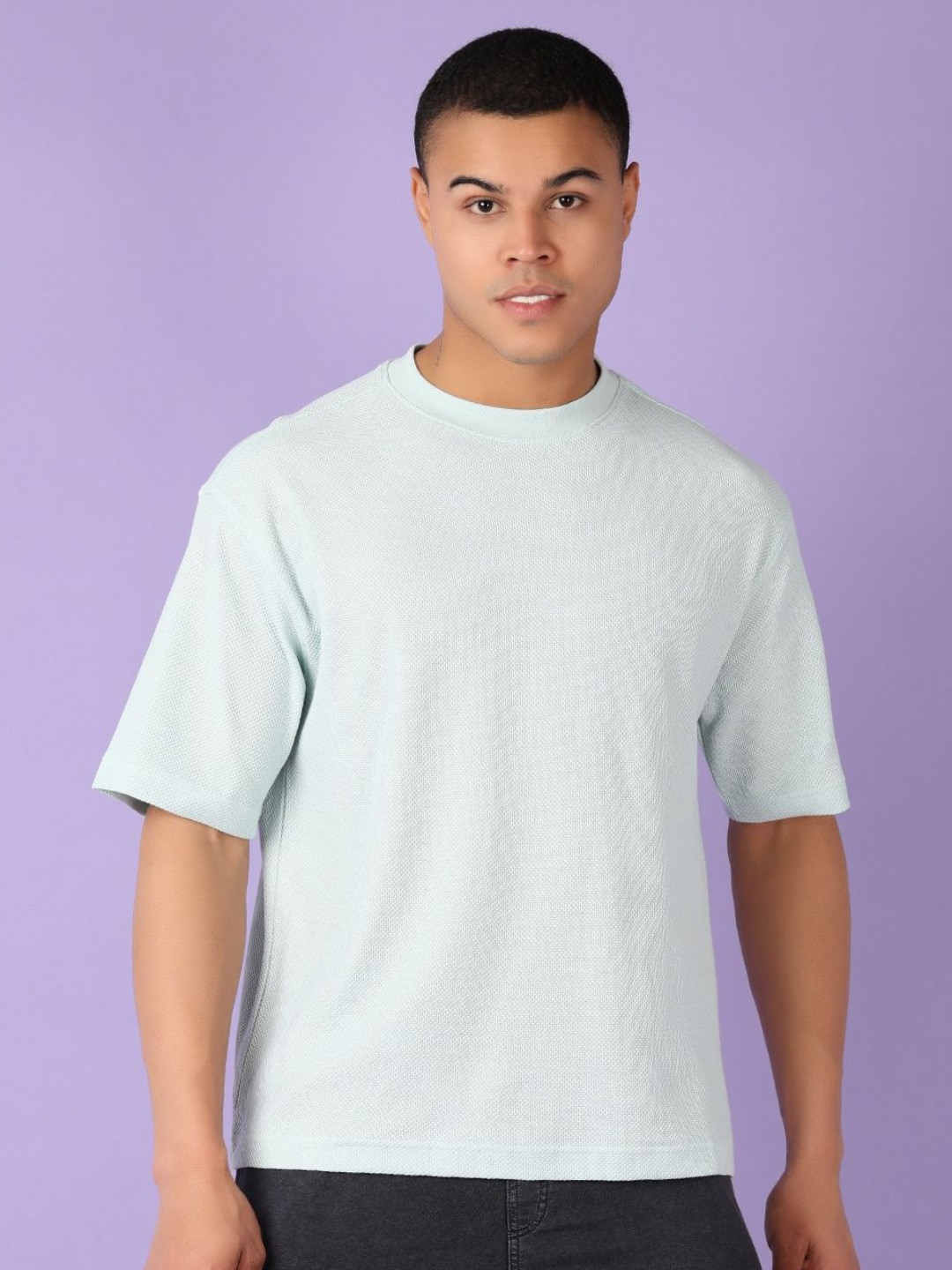 LIMEROAD Men Drop-Shoulder Sleeves Raw Edge T-shirt