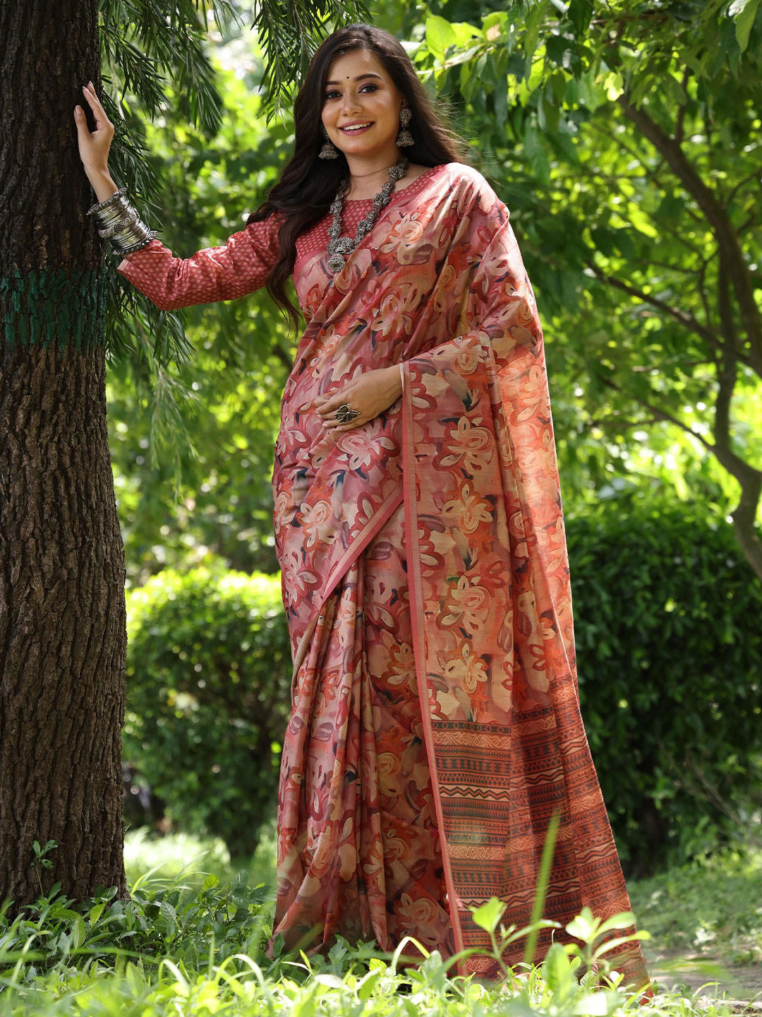 Mitera Silk Blend Tussar Saree