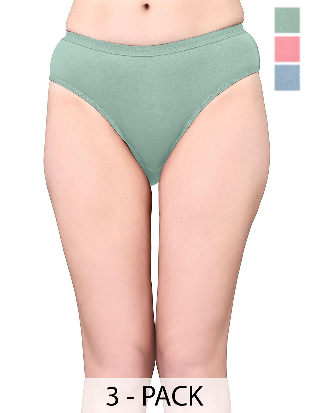 Exotica Lingerie Pack Of 3 Cotton Bikini Briefs EX RIYA-PACK OF 3-SKYBLUE RED MINT-M