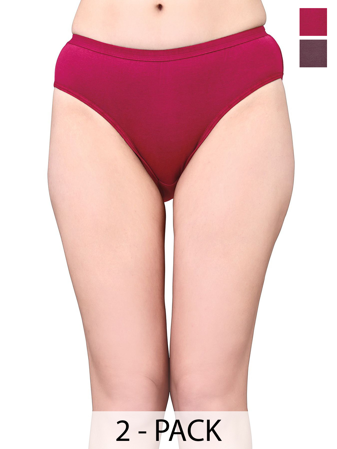 Exotica Lingerie Pack Of 2 Cotton Mid-Rise Bikini Briefs EX RIYA-PACK OF 2-BROWN RANI-M