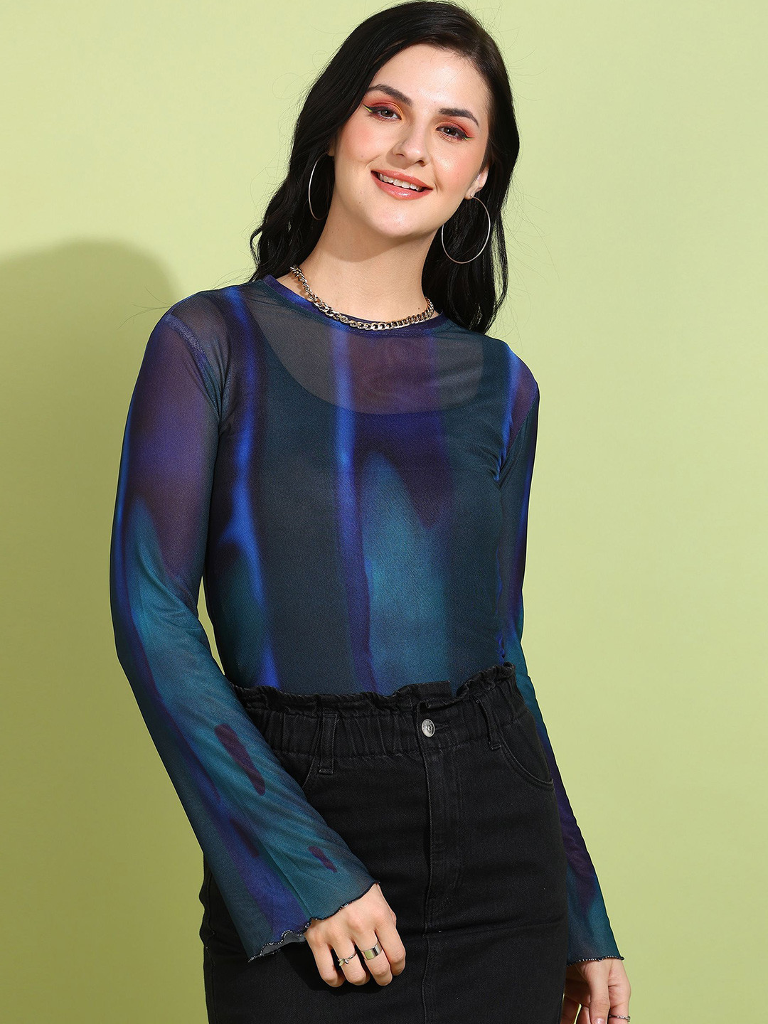 All About You Women Tie & Dye Printed Round Neck Regulat Top