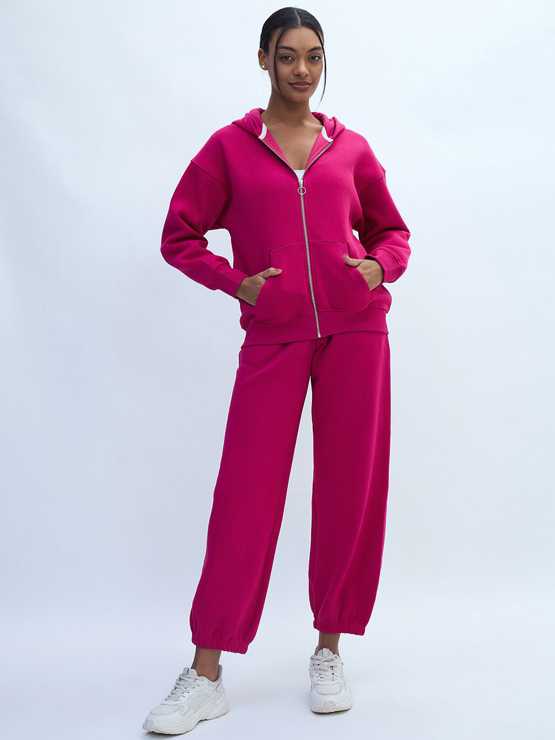 Nun Zipper Hood Neck Sweatshirt With Jogger Co-Ords