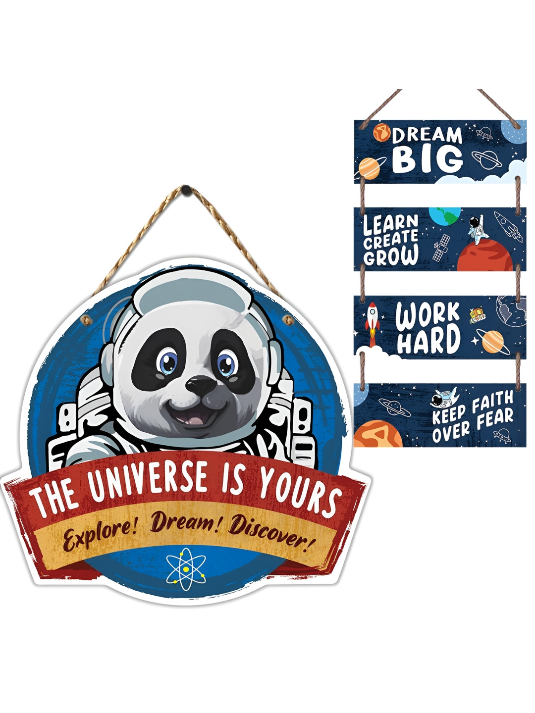 Chaka Chaundh Wood Matte Hanging Hall 2Pcs Wall Hangings-15In