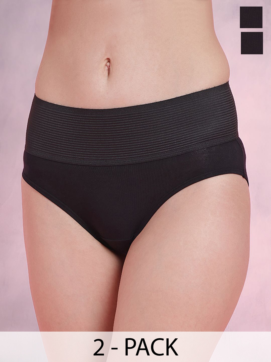 DressBerry Pack of 2 Assorted Tummy Tucker High Waist Hipster BriefsDTPL13852-TTP-S