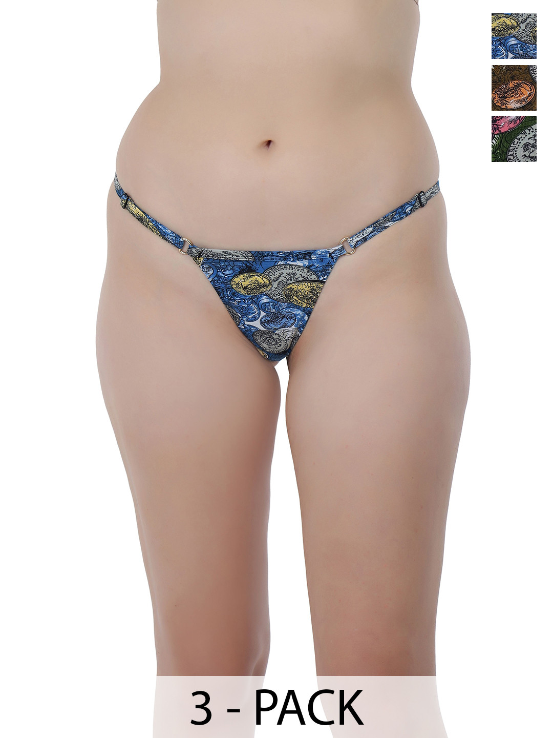 SELFCARE Pack of 3 Printed Low-Rise Thongs Briefs - SN3564