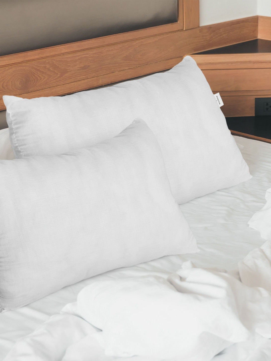 SH Creation and Handlooms White Solid Polyester Ultra Soft Set of 2 Ultra Soft Fibre Sleep Pillow-60 x 40 x 10 cm