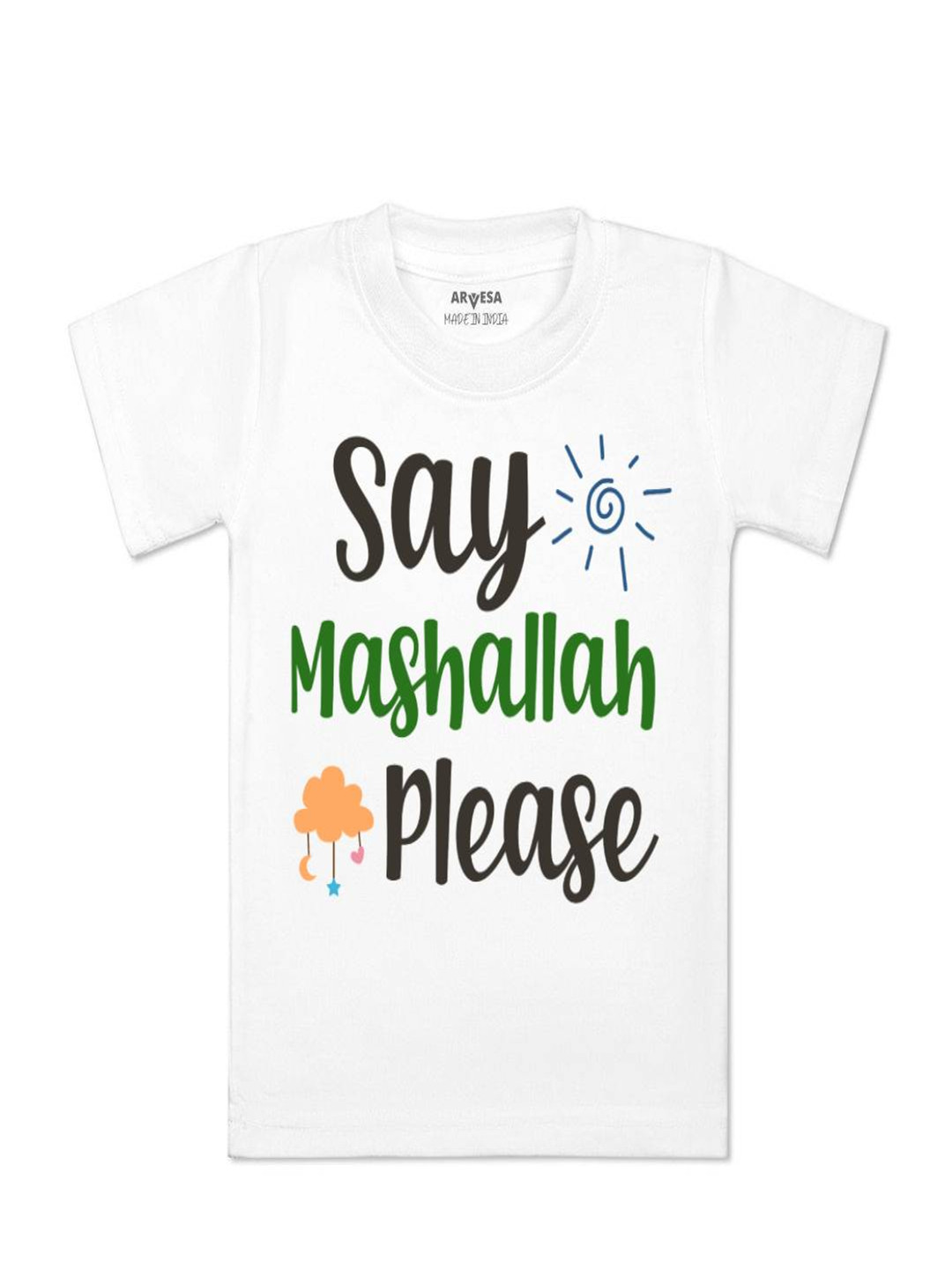 Arvesa Kids Say Mashallah Please Printed Tshirt