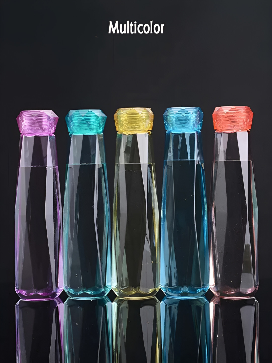 DeoDap Multi Solid Glass Scratch Resistant 5 Piece Water Bottle - 500ml