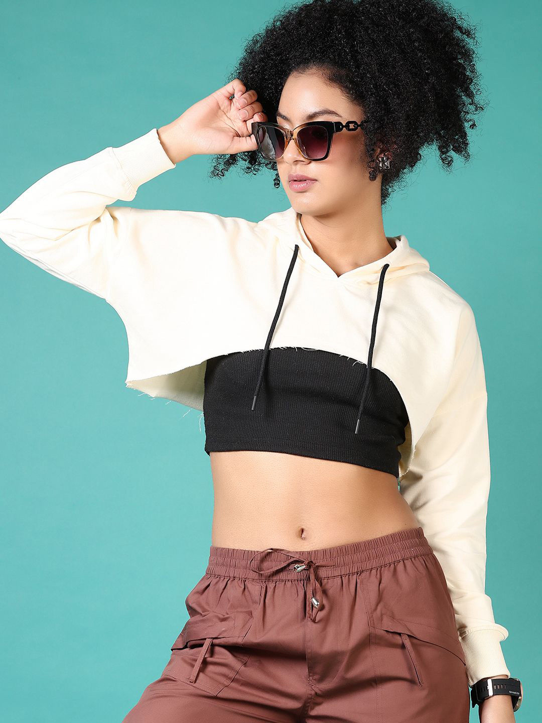 LIMEROAD Women Hooded Cotton Sweatshirt Top