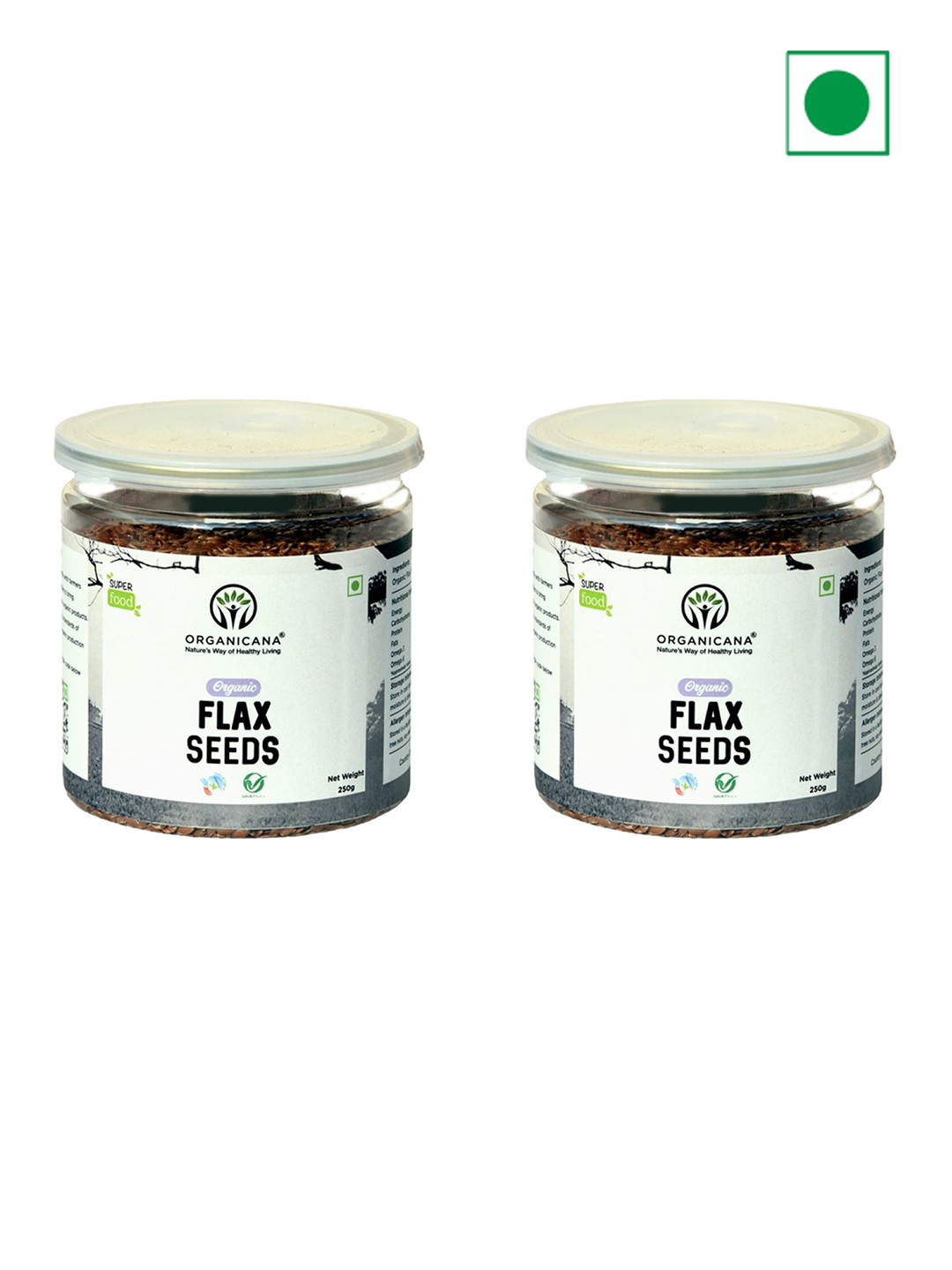 Organicana Set Of 2 Organic Flax Seeds - 250 g Each