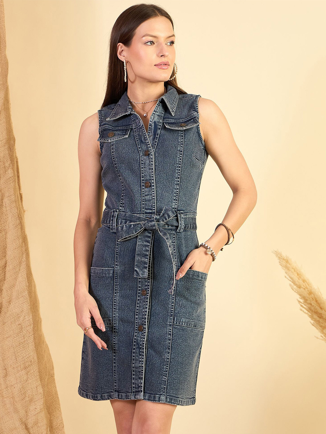 ZUMMER Women Denim Bodycon Dress