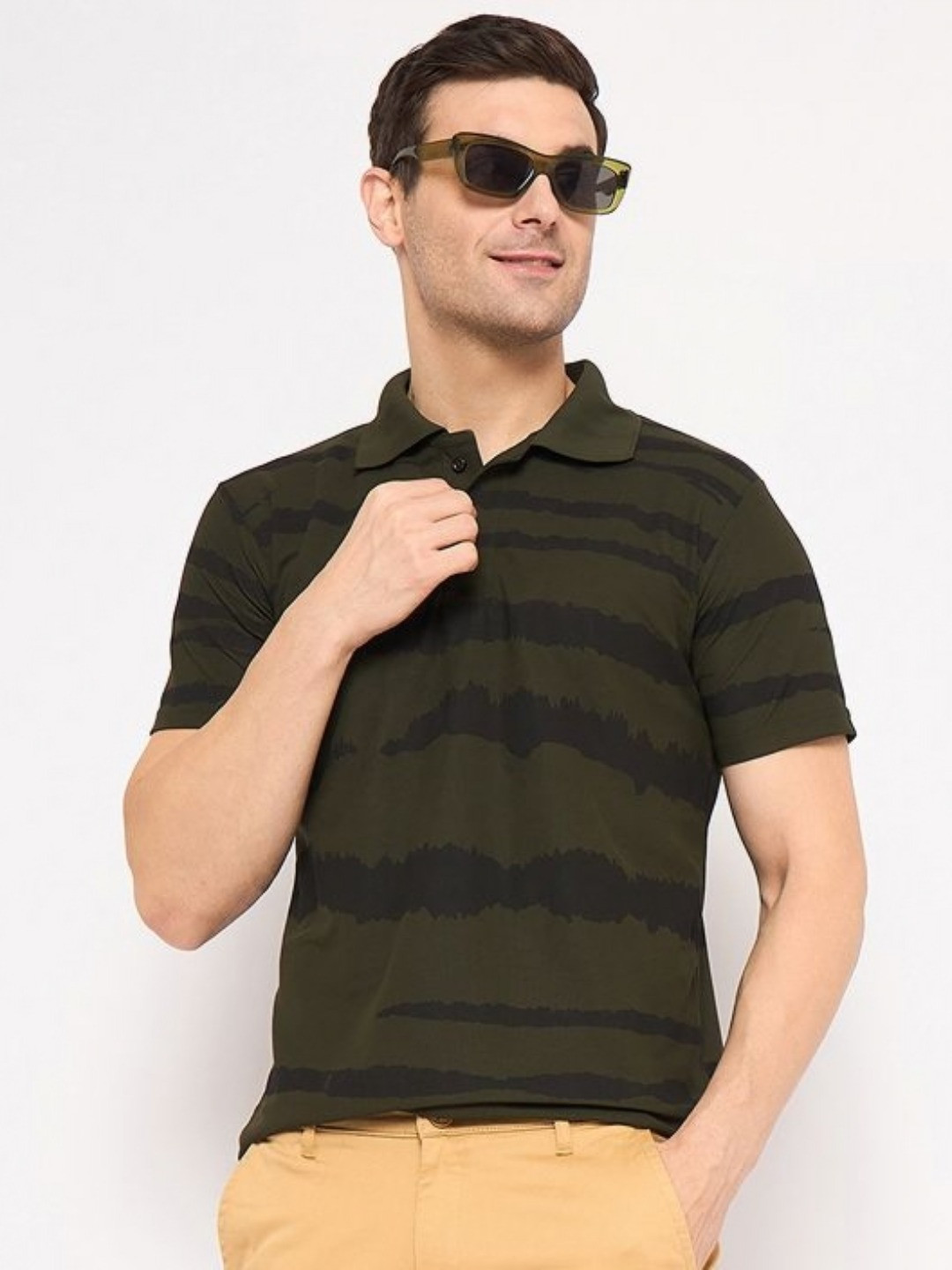 KASMA Men Printed Polo Collar T-shirt