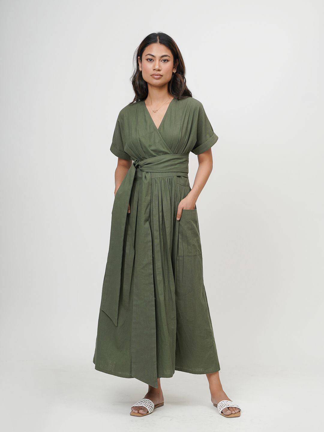 Tailor Didi Women V-Neck Empire Midi Dress
