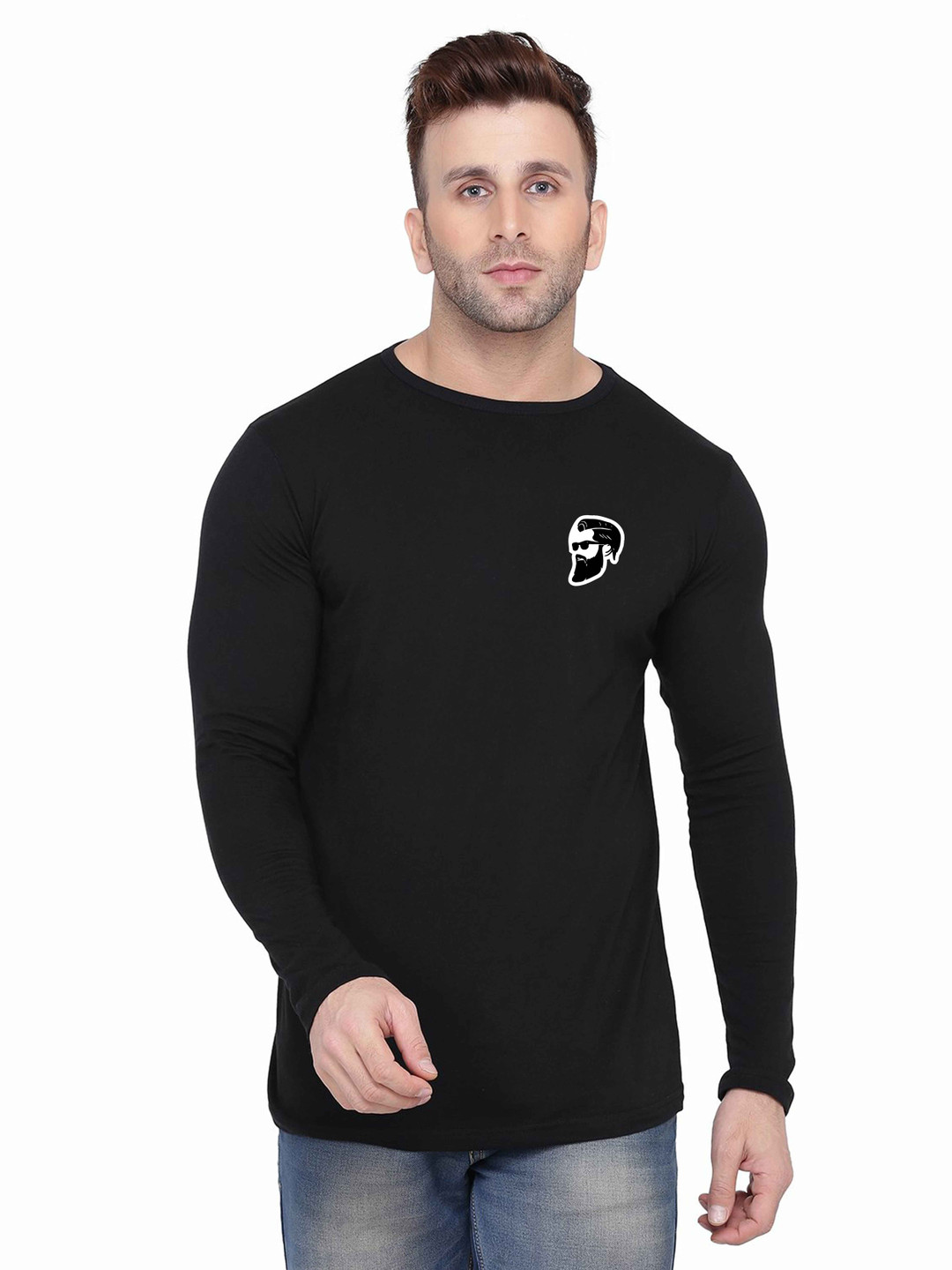 BEYOU FASHION Round Neck Long Sleeves Graphic Muscle Fit T-shirt