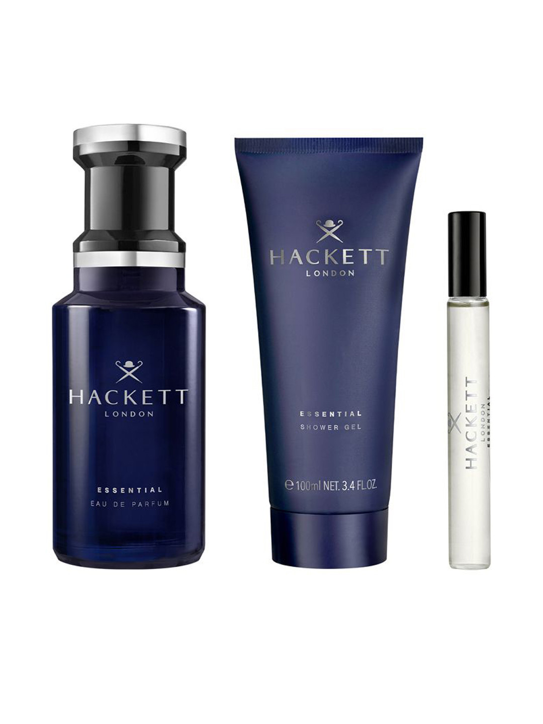 Hackett Set Of 3 Essential Eau De Parfum - 100 ml, Shower Gel- 100 ml & Pen Spray - 10 ml