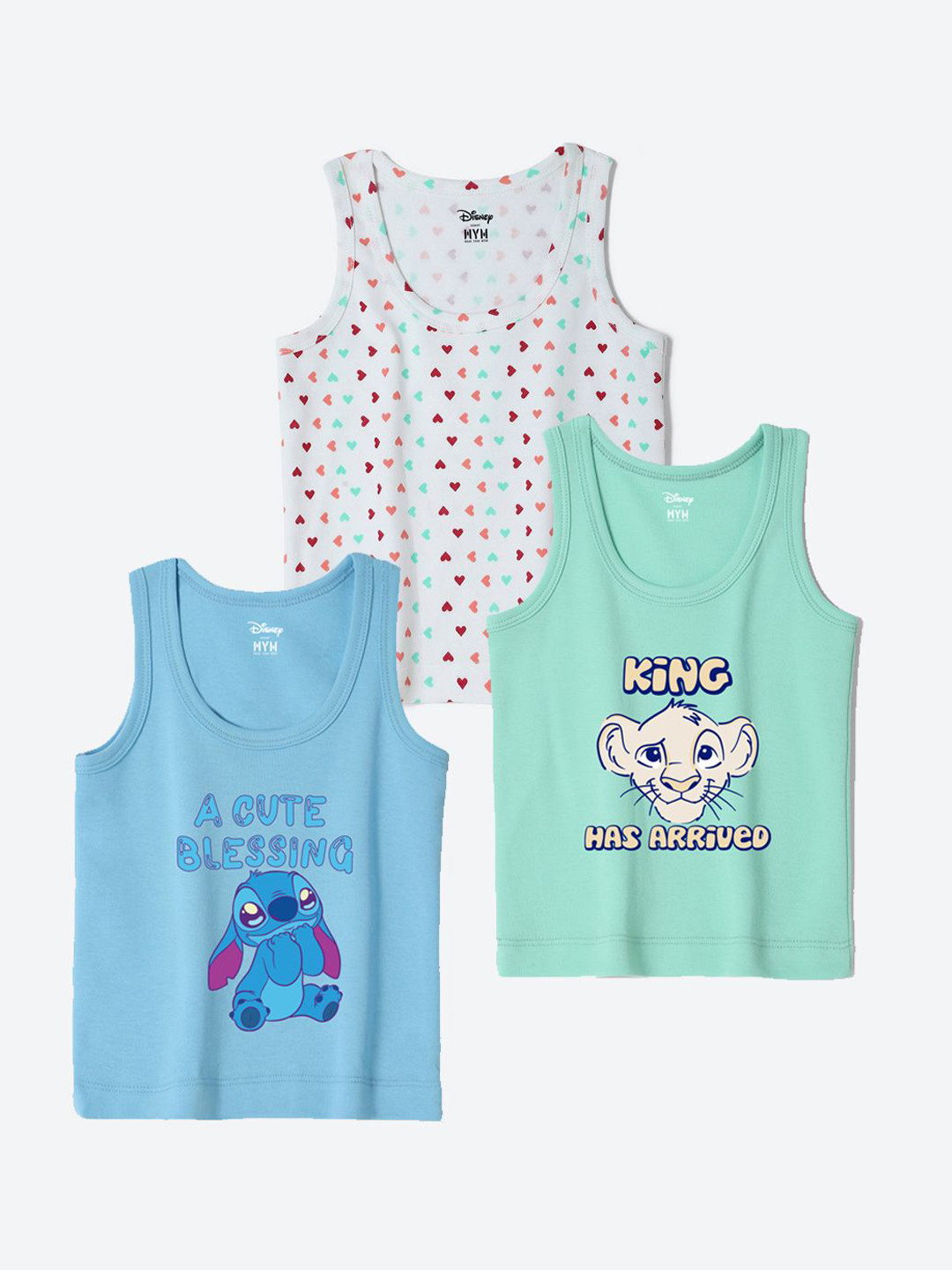 Wear Your Mind Infants Pack Of 3 Printed Tank Vests - IFVDPO3023