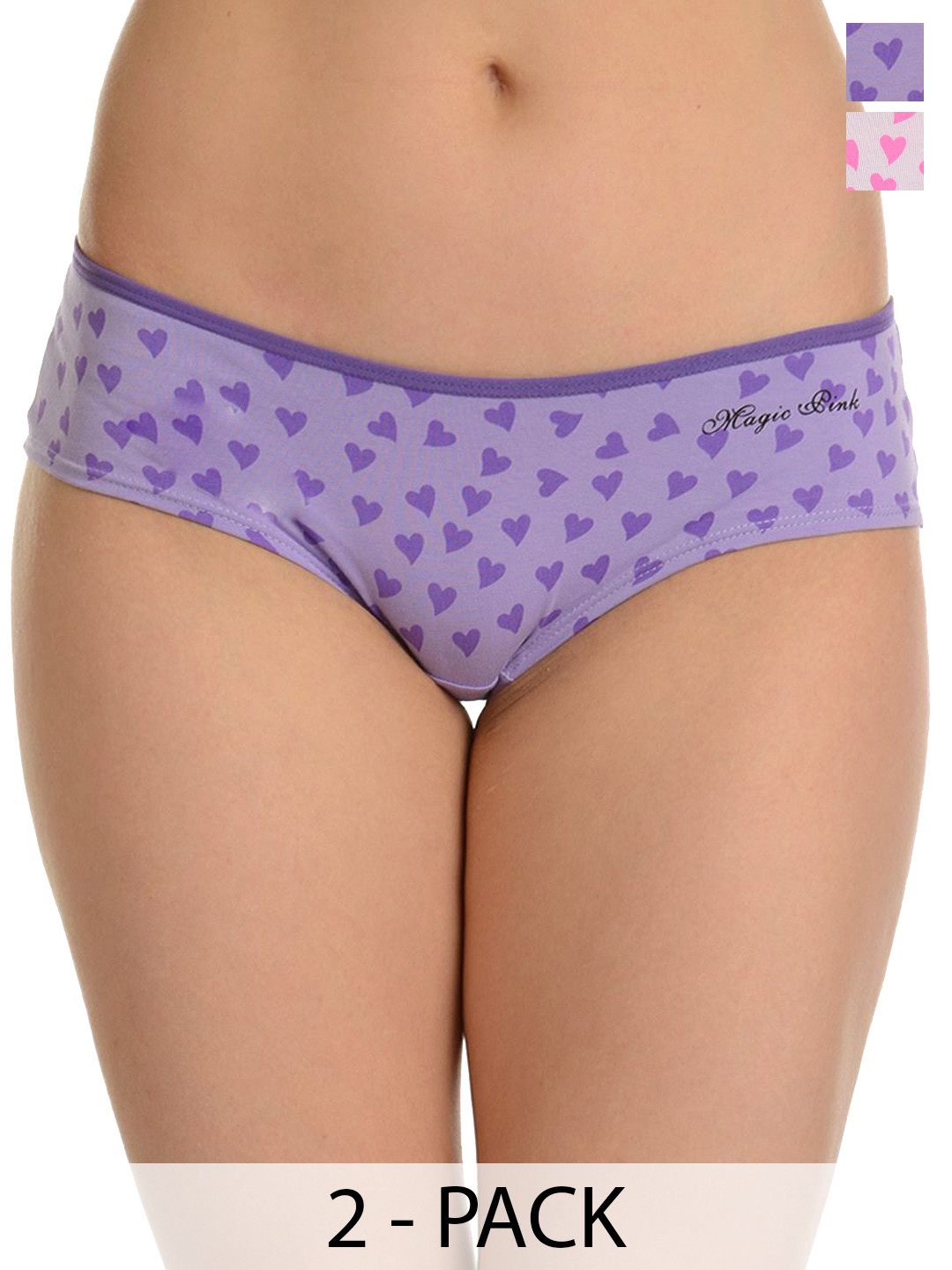 Da Intimo Pack Of 2 Printed Low-Rise Bikini Briefs DIU-5051_PPL_PNK