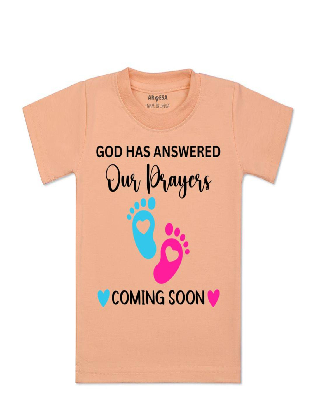 Arvesa Kids God Has Answered Our Prayer Coming Soon Printed Tshirt