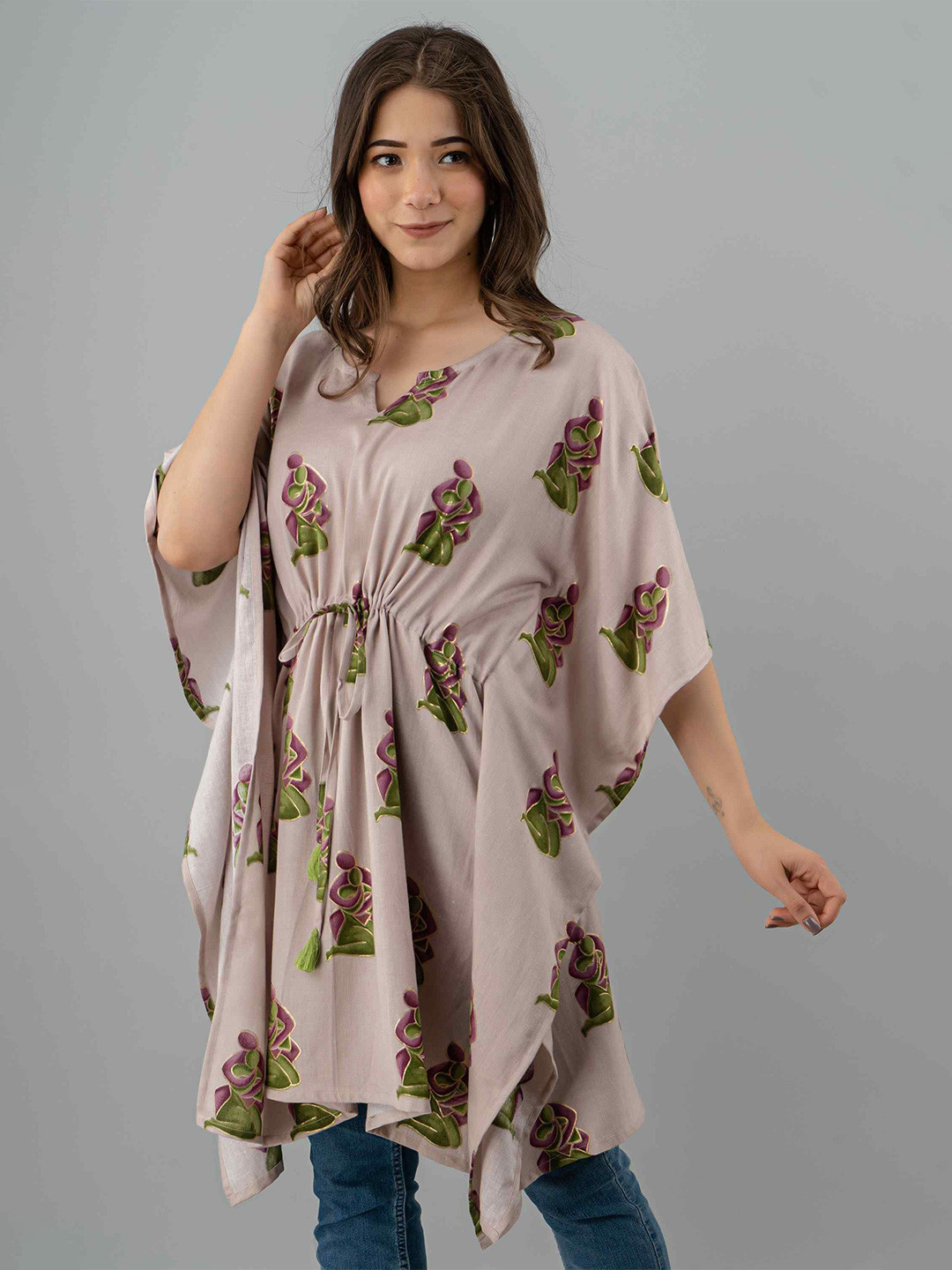 MissKurti Print Flared Sleeve Kaftan Top