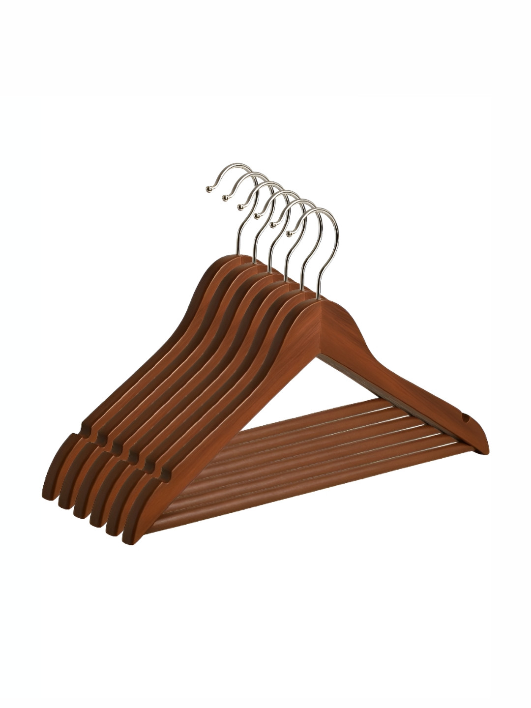 ASH AND ROH Set Of 6 Brown Wooden Hangers