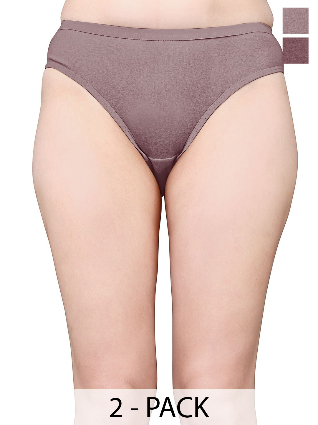 Exotica Lingerie Pack Of 2  Mid-Rise Bikini Briefs EX ELLY-PACK OF 2-BROWN L.BROWN-M