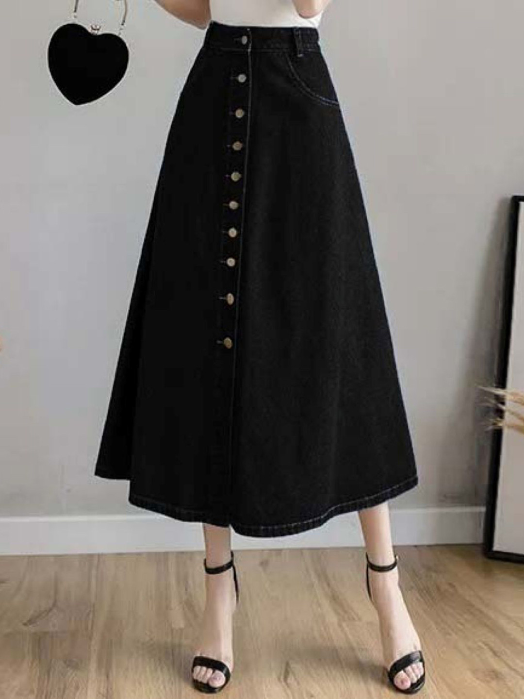 Tripursundari Fashion Open-Front A-Line Maxi Skirt