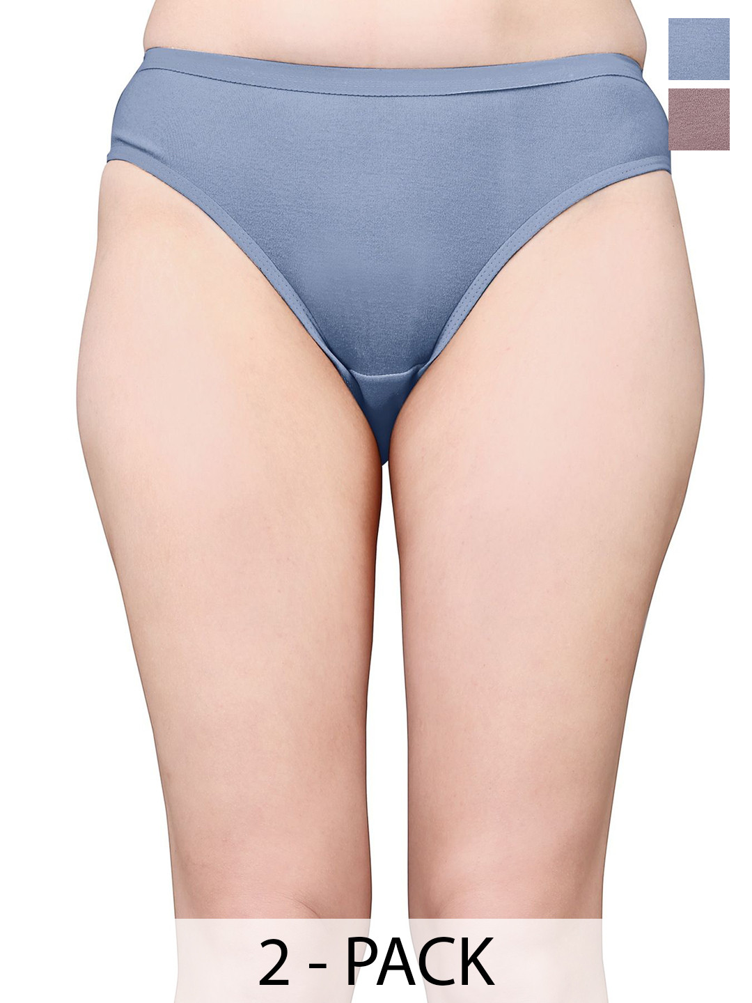 Exotica Lingerie Pack Of 2 Cotton Bikini Briefs EX ELLY-PACK OF 2-L.BROWN S.BLUE-M