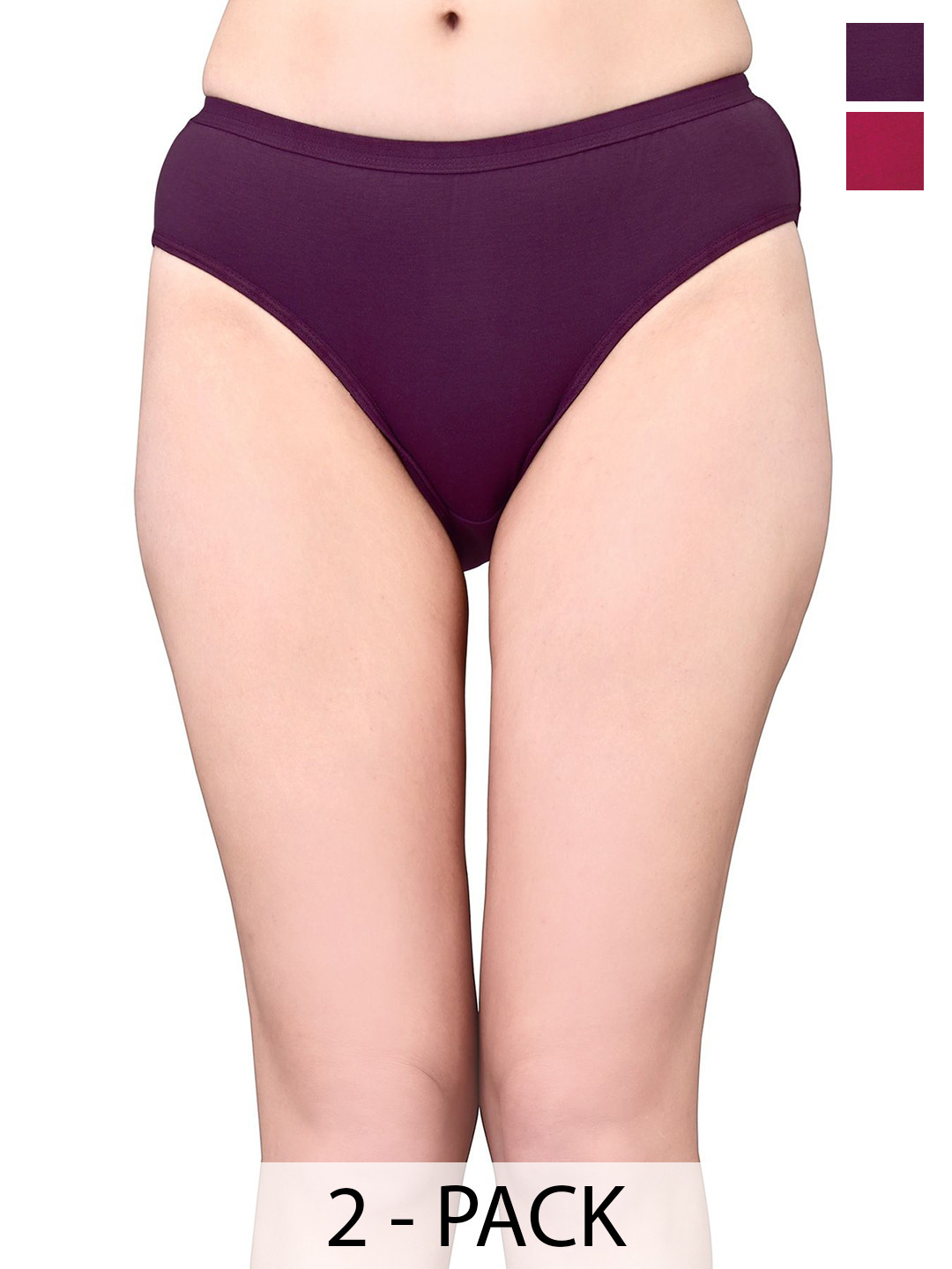 Exotica Lingerie Pack Of 2 Cotton Mid-Rise Bikini Briefs EX RIYA-PACK OF 2-PURPLE RANI-M