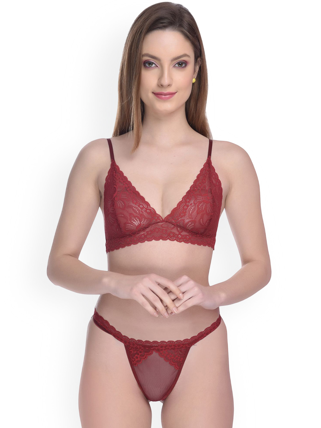 Love Maker Self-Designed Non-Wired Non Padded Lingerie Set LVM-080-MAROON-30B