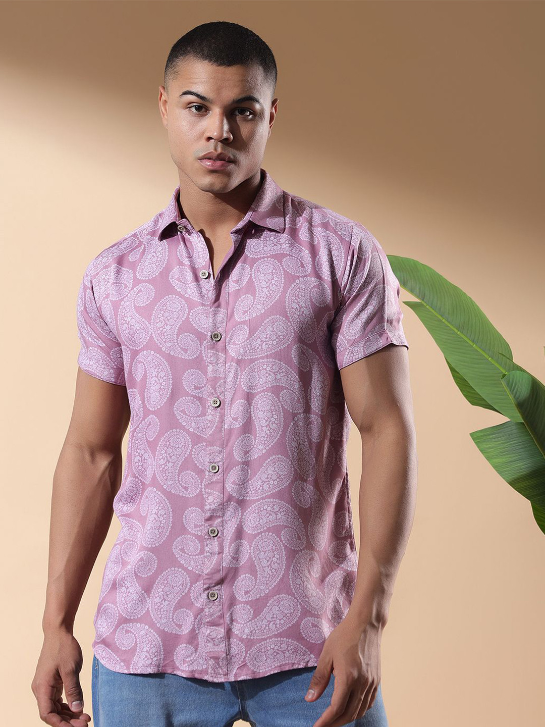 FILO HEVIS Men Pink Regular Fit Paisley PrintedCasual Shirt