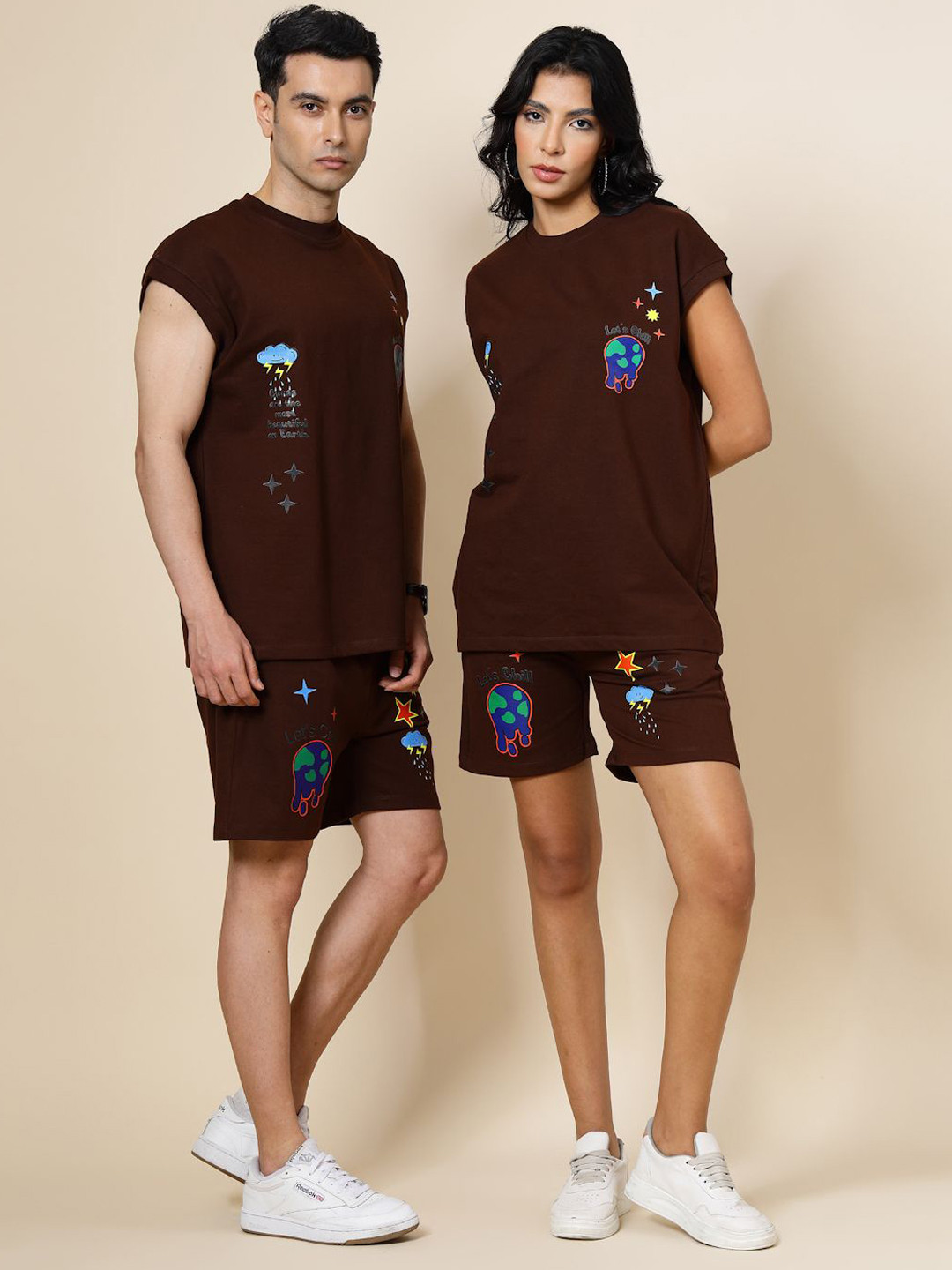 VESTIDO MODAS Printed Pure Cotton T-Shirt With Shorts Co-Ords