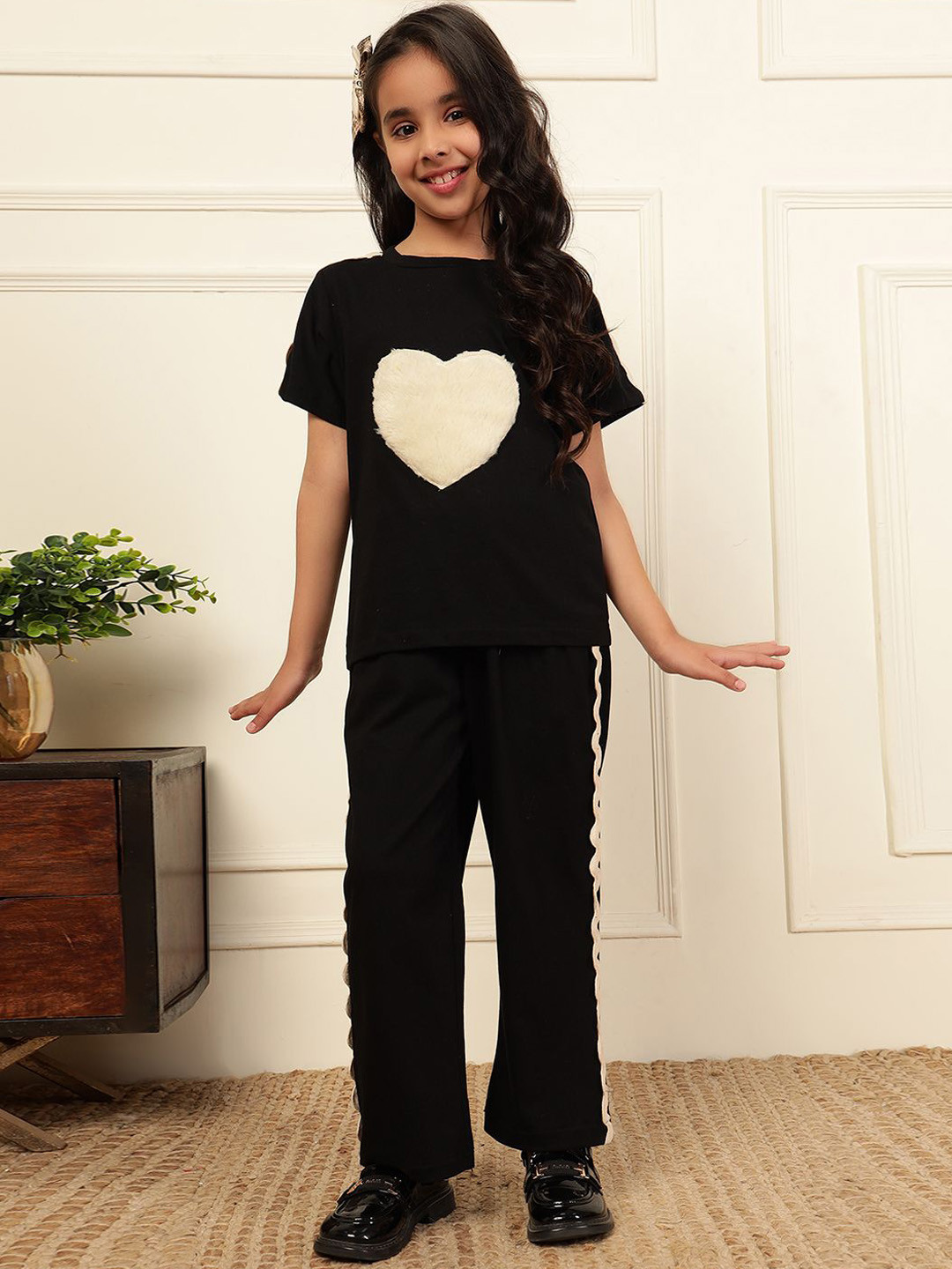Bugandbees Printed Pure Cotton T-Shirt With Trousers Co-Ords