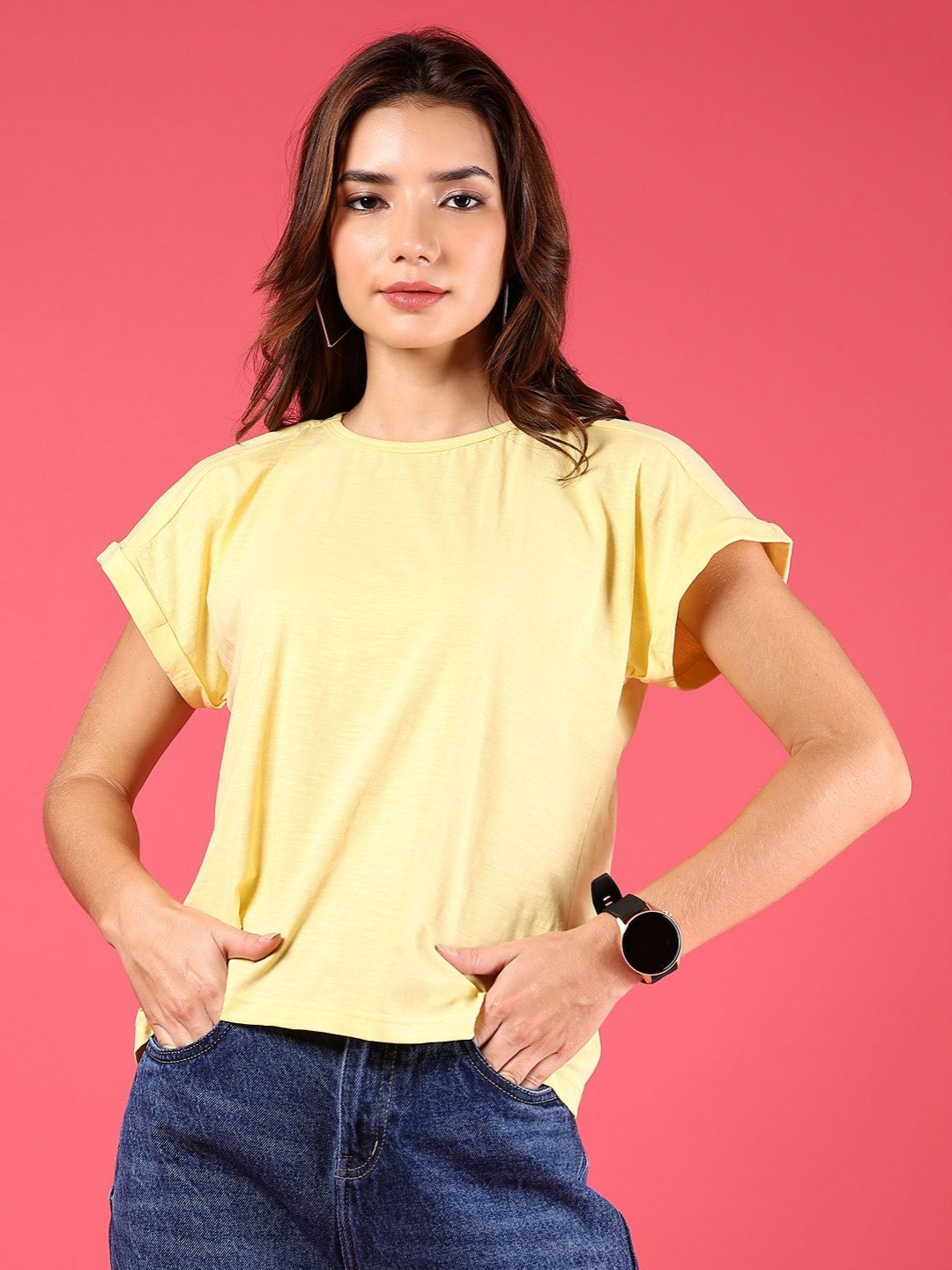 LIMEROAD Women Extended Sleeves Pockets T-shirt