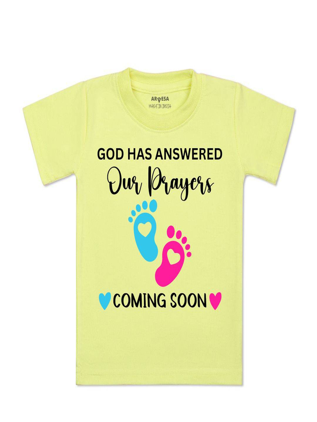 Arvesa Kids God Has Answered Our Prayer Coming Soon Printed Tshirt