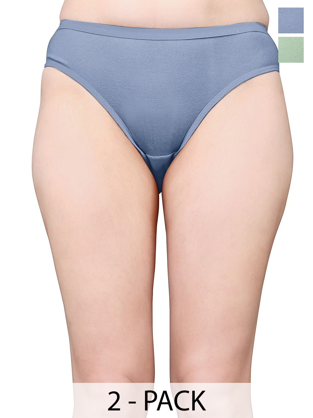 Exotica Lingerie Pack Of 2 Cotton Mid-Rise Bikini Briefs EX ELLY-PACK OF 2-S,BLUE MINT-M