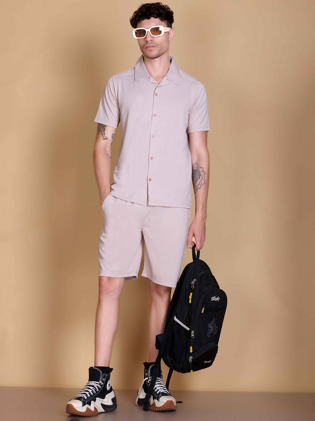 TOGS & TERRE Solid Shirt With Shorts Co-Ords